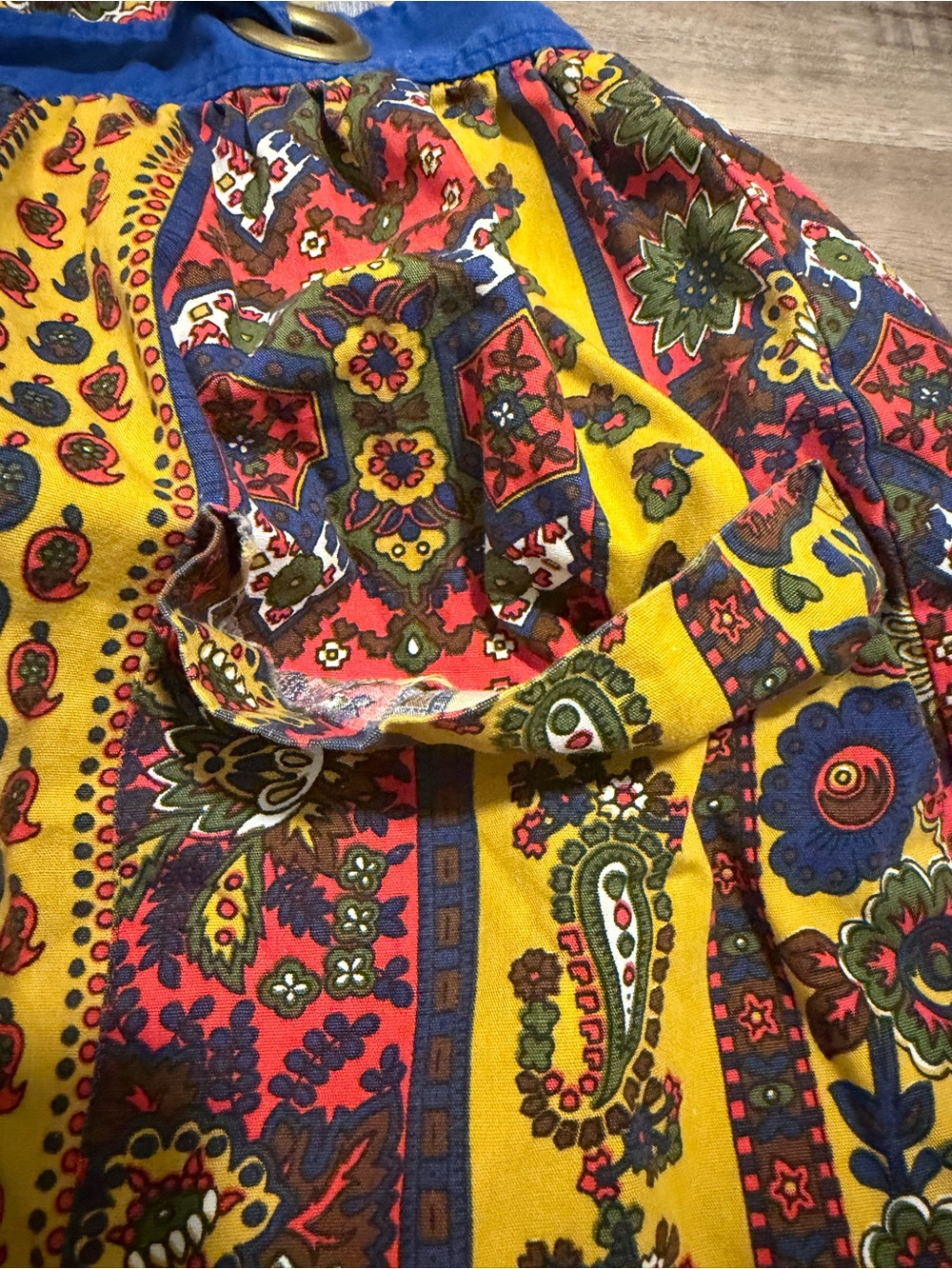 VTG Design House Apron Pinafore Dress 60s 70s Lotus Floral Paisley Cottagecore - Picture 4 of 12